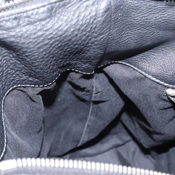 Chloe Paddington Shoulder Bag Leather Black Gold Silver Auth BA8905