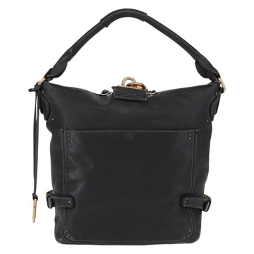 Chloe Paddington Shoulder Bag Leather Black Gold Silver Auth BA8905 - 0