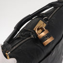 Chloe Paddington Shoulder Bag Leather Black Gold Silver Auth BA8905-6