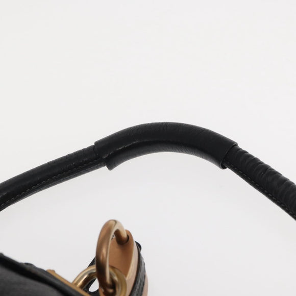 Chloe Paddington Shoulder Bag Leather Black Gold Silver Auth BA8905