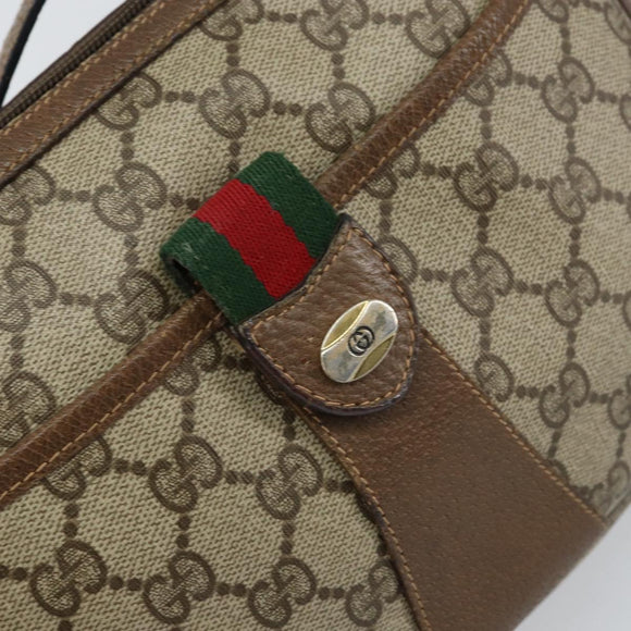 GUCCI GG Supreme Web Sherry Line Bag PVC Beige Gold 89 02 032 Auth BA8907