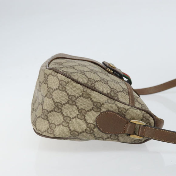 GUCCI GG Supreme Web Sherry Line Bag PVC Beige Gold 89 02 032 Auth BA8907