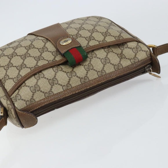 GUCCI GG Supreme Web Sherry Line Bag PVC Beige Gold 89 02 032 Auth BA8907