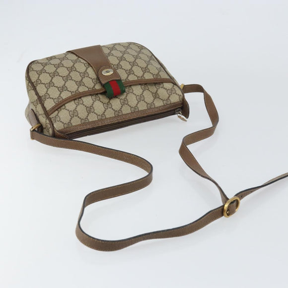 GUCCI GG Supreme Web Sherry Line Bag PVC Beige Gold 89 02 032 Auth BA8907