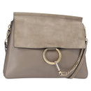 Chloe Fay Shoulder Bag Suede Leather Beige Gold Auth BA8909-1