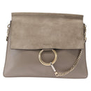 Chloe Fay Shoulder Bag Suede Leather Beige Gold Auth BA8909-13