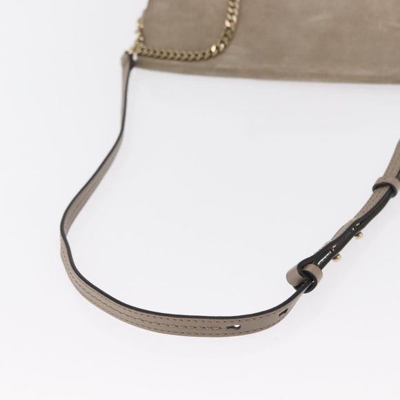 Chloe Fay Shoulder Bag Suede Leather Beige Gold Auth BA8909