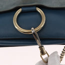 Chloe Fay Shoulder Bag Suede Leather Blue Gold Auth BA8910-17