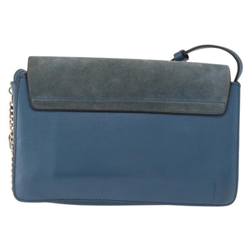 Chloe Fay Shoulder Bag Suede Leather Blue Gold Auth BA8910 - 0
