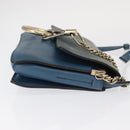 Chloe Fay Shoulder Bag Suede Leather Blue Gold Auth BA8910-3