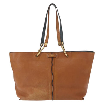 Chloe Kelly Tote Bag Leather Brown Gold Auth BA8911 - 0