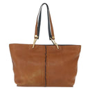 Chloe Kelly Tote Bag Leather Brown Gold Auth BA8911-3