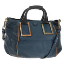 Chloe Etel Hand Bag Leather 2way Blue Gold Auth BA8912V-1