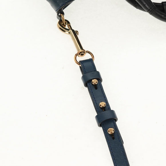 Chloe Etel Hand Bag Leather 2way Blue Gold Auth BA8912V