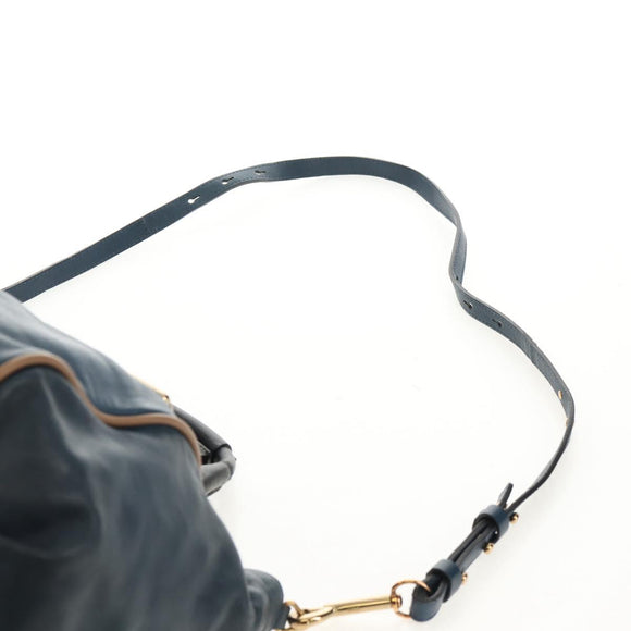 Chloe Etel Hand Bag Leather 2way Blue Gold Auth BA8912V