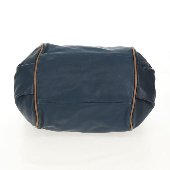 Chloe Etel Hand Bag Leather 2way Blue Gold Auth BA8912V