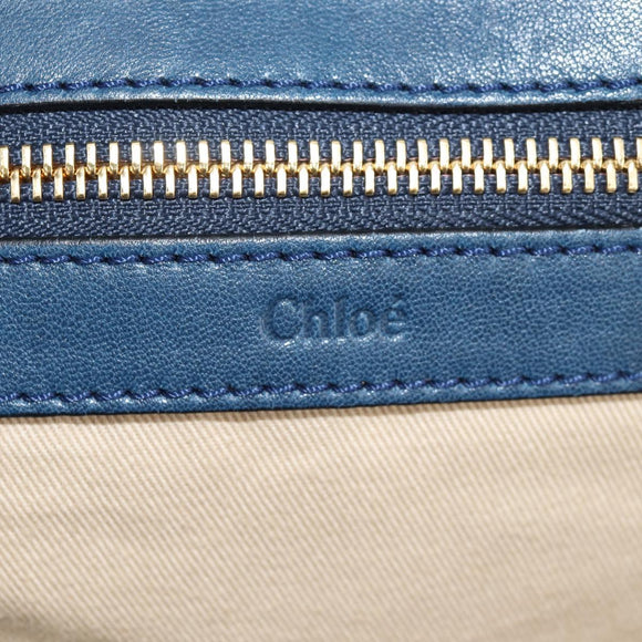 Chloe Etel Hand Bag Leather 2way Blue Gold Auth BA8912V