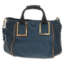 Chloe Etel Hand Bag Leather 2way Blue Gold Auth BA8912V-2