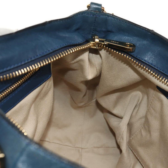 Chloe Etel Hand Bag Leather 2way Blue Gold Auth BA8912V