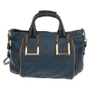 Chloe Etel Hand Bag Leather 2way Blue Gold Auth BA8912V-3