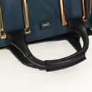 Chloe Etel Hand Bag Leather 2way Blue Gold Auth BA8912V-7