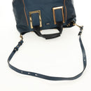 Chloe Etel Hand Bag Leather 2way Blue Gold Auth BA8912V-9