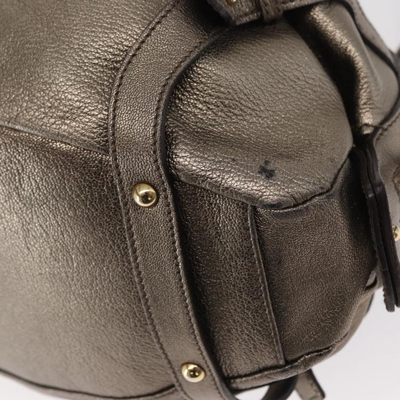 Salvatore Ferragamo Gancini Shoulder Bag Leather Gold Auth BA8916
