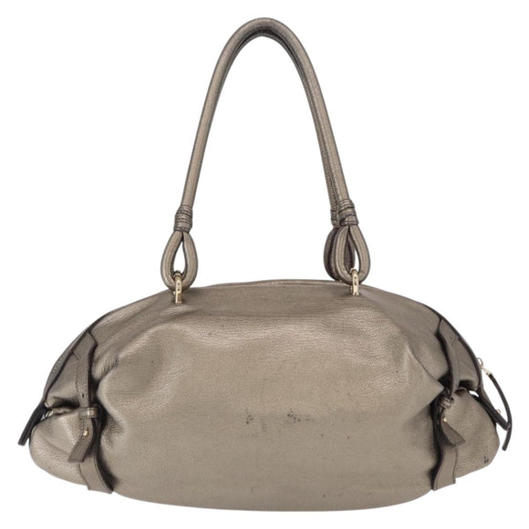 Salvatore Ferragamo Gancini Shoulder Bag Leather Gold Auth BA8916