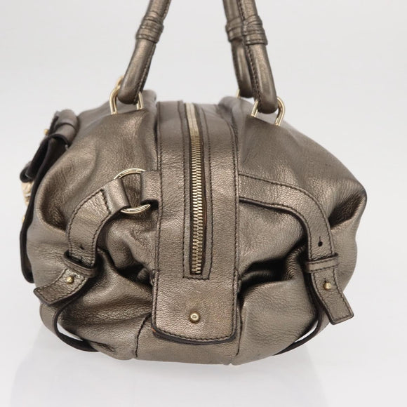 Salvatore Ferragamo Gancini Shoulder Bag Leather Gold Auth BA8916