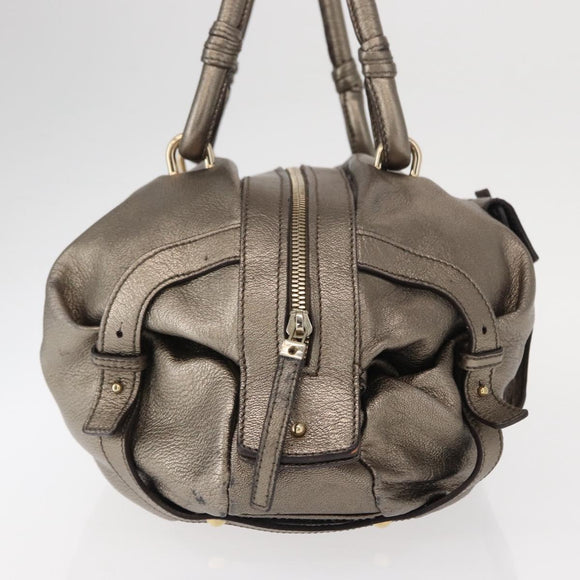 Salvatore Ferragamo Gancini Shoulder Bag Leather Gold Auth BA8916