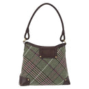BURBERRY Nova Check Shoulder Bag Wool Green Gold Auth BA8917-1