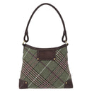 BURBERRY Nova Check Shoulder Bag Wool Green Gold Auth BA8917-2