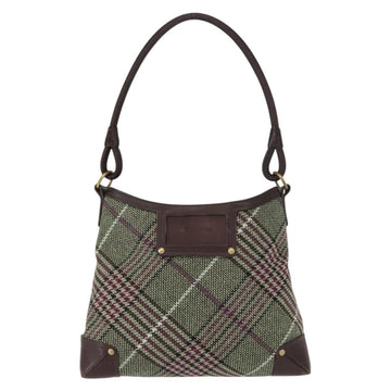 BURBERRY Nova Check Shoulder Bag Wool Green Gold Auth BA8917 - 0