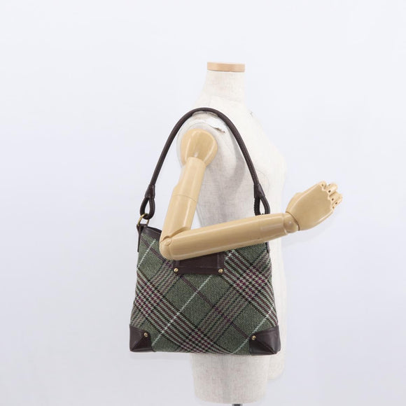 BURBERRY Nova Check Shoulder Bag Wool Green Gold Auth BA8917