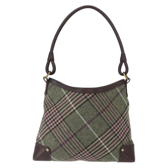 BURBERRY Nova Check Shoulder Bag Wool Green Gold Auth BA8917