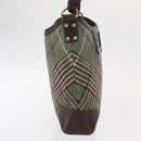 BURBERRY Nova Check Shoulder Bag Wool Green Gold Auth BA8917-5
