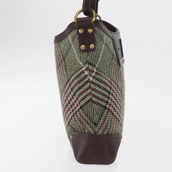 BURBERRY Nova Check Shoulder Bag Wool Green Gold Auth BA8917