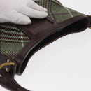 BURBERRY Nova Check Shoulder Bag Wool Green Gold Auth BA8917-6