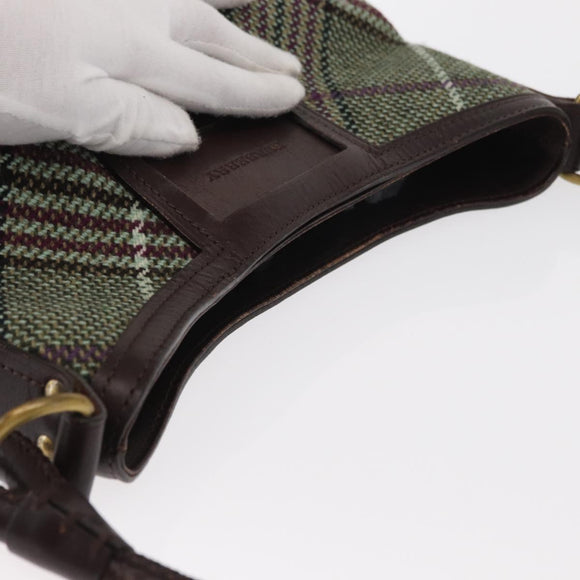 BURBERRY Nova Check Shoulder Bag Wool Green Gold Auth BA8917