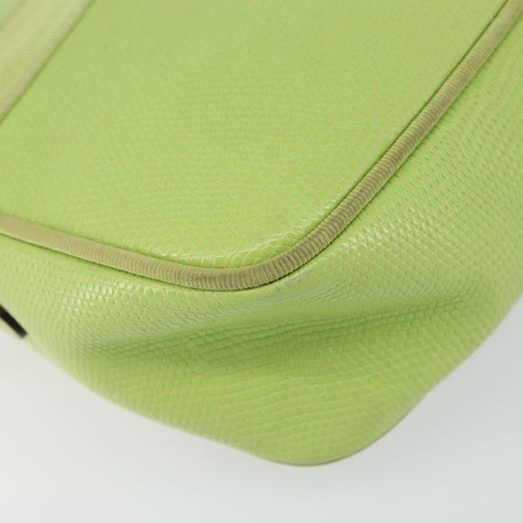 Salvatore Ferragamo Vala Shoulder Bag Leather Embossed Green Gold Auth BA8918