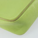 Salvatore Ferragamo Vala Shoulder Bag Leather Embossed Green Gold Auth BA8918-16