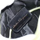 Salvatore Ferragamo Vala Shoulder Bag Leather Embossed Green Gold Auth BA8918-12