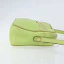 Salvatore Ferragamo Vala Shoulder Bag Leather Embossed Green Gold Auth BA8918-3
