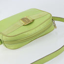 Salvatore Ferragamo Vala Shoulder Bag Leather Embossed Green Gold Auth BA8918-6