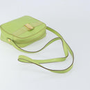 Salvatore Ferragamo Vala Shoulder Bag Leather Embossed Green Gold Auth BA8918-7