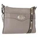 FENDI Celeria Shoulder Bag Leather Silver Auth BA8920-1