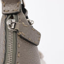 FENDI Celeria Shoulder Bag Leather Silver Auth BA8920-9