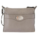 FENDI Celeria Shoulder Bag Leather Silver Auth BA8920-13