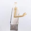 FENDI Celeria Shoulder Bag Leather Silver Auth BA8920-24