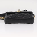 CHANEL Matelasse Chain Waist bag Lamb Skin Black Gold CC Auth BA8921-5